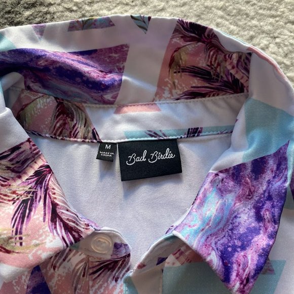 Bad Birdie Tropical Geometric Polo - Purple, Pink, Blue - Picture 2 of 3